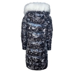 Дълго яке с пух City Angels Jeans, Черно-бял лак, 6861
